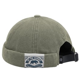 Clakllie Urban Street Brimless Hats Sailor Fisherman Leon Hat Daily Skull Docker Beanie Cap Retro Landlord Hat,Green