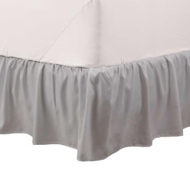 Martex Mantovana giroletto con volant, facile da montare, in microfibra, altezza 38 cm, mantovana giroletto di qualità alberghiera, colore grigio
