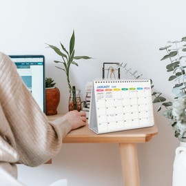 SKYDUE Desk Calendar 2025-2026, May 2025 to Dec 2026, 20 Months Small Desk Calendar with Planner Stickers, 8.5" x 7" Desktop Calendar Planner, Rainbow