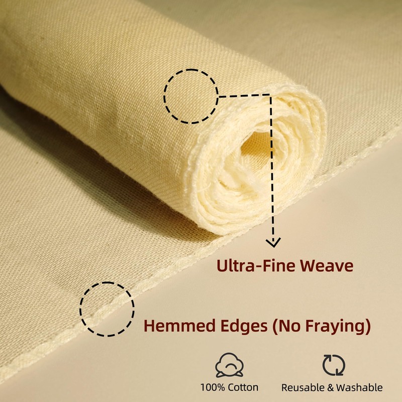 6-Pack Cheesecloth 20x20" Grade 100-100% Unbleached Cotton (Food-Grade), Fine Filtration