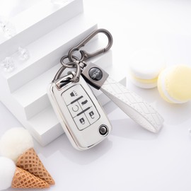 Key Fob Cover with Keychain for Buick Encore Camaro Equinox Impala Sonic Trax GMC Terrain Flip (White)