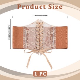 CABODYALS Brown Faux Leather Cinch Corset Lace Waist Belt Vintage Boho Bow Tie Wrap Elastic Lace Up Wide Around Obi Trendy Waistband Belts Bulk for Women Dresses Clothing Costume Accessories