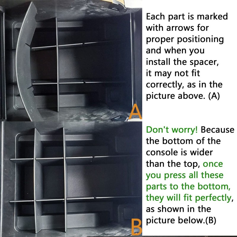 TACOBRO Center Console Organizer Dividers Compatible with 2015-2018 2019 2020