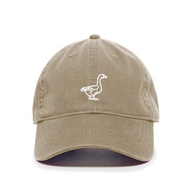 Goose Baseball Cap Embroidered Cotton Adjustable Dad Hat Khaki