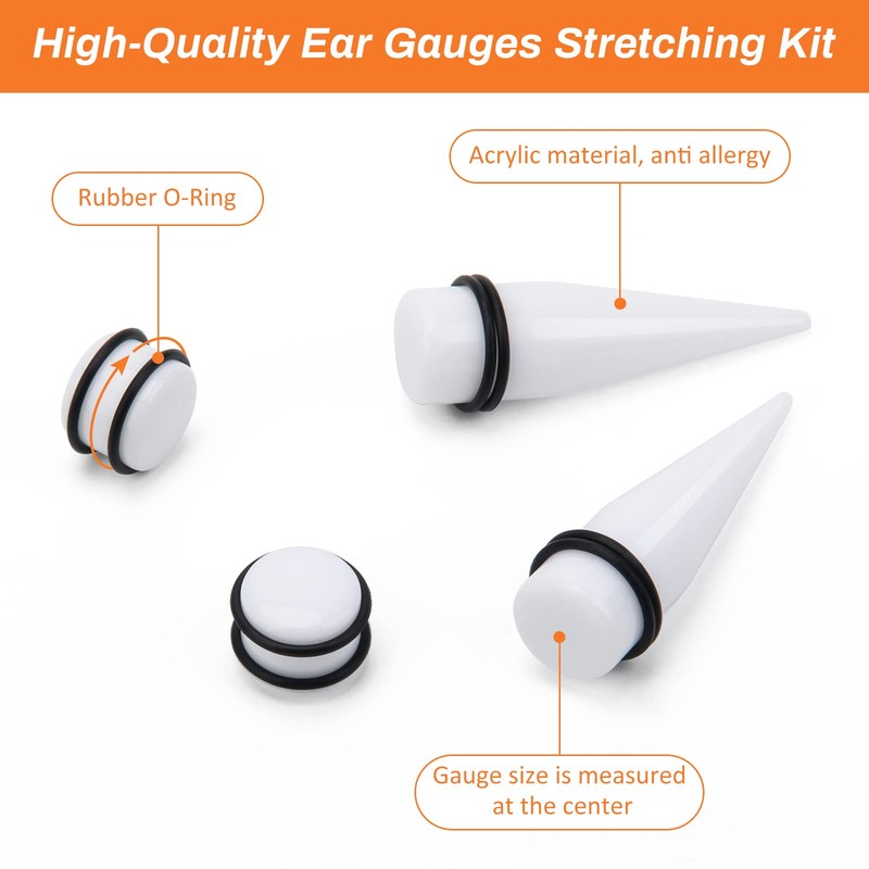 Zhichengbosi Big Ear Gauges Kit 24 Pieces Acrylic Tapers and