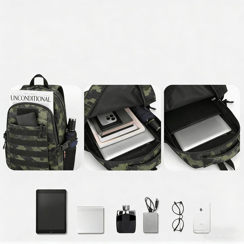 CGYCSY 18'' Dark Camo School Backpack for Teens, 35L Water