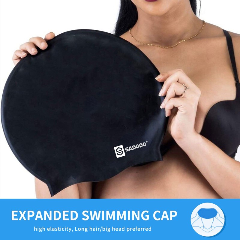𝐒𝐚𝐝𝐨𝐝𝐨 Swimming Cap Extra Large,Pack 2PCS Swim Cap For Long