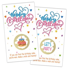 REWIDPARTY Colorful Birthday Party Scratch Off Game Cards（32 PCS） Happy Birthday Scratch Off Tickets Christmas Holiday Special Event Raffle Tickets Funny Birthday Game Supplies for Kids Teens Adults