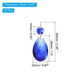 PATIKIL Teardrop Crystal Chandelier Pendants Beads, 10 Pack 60mm Length 38mm Chandelier Prisms Parts Ornaments Hanging Beads for DIY Arts Crafts Decoration, Blue
