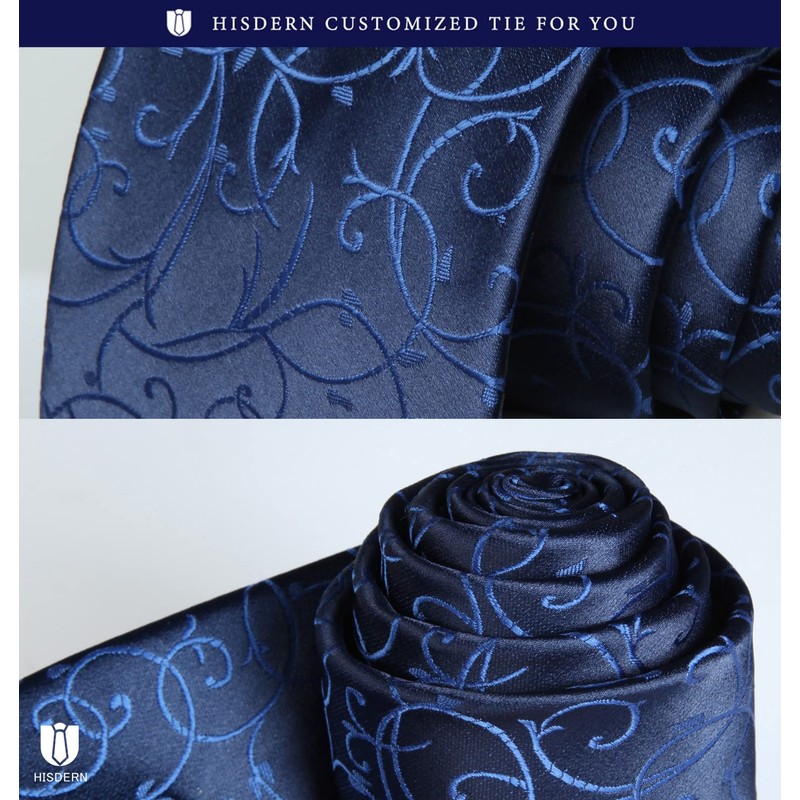 Hisdern TP-01S Men’s Paisley Pattern Necktie and Square Set, Business,