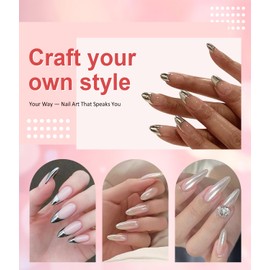 Pearl Chrome Nail Powder BISHENGYF -【Metallic Mirror Effect】Magic Mirror Silver Chrome Nail Powder White Aurora Mermaid Iridescent Nail Chrome Powder Glitter Pigment Dust For Nail Art Decroation DIY