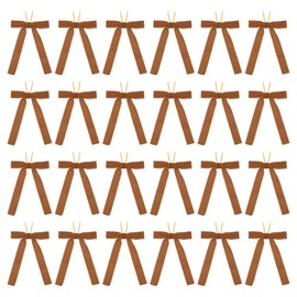 PATIKIL Velvet Bows, 24 Pcs Velvet Ornaments Ribbon Gift Bows Vintage Wreath Bow for Christmas Tree Wedding Birthday Parties Decor, Camel (1" Width, 5x7 Inch)
