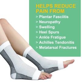 2Pairs Neuropathy Socks - Ankle Compression Sleeve for Plantar Fasciitis, Achilles Tendonitis Relief - Ankle Compression Socks Ankle Brace for Foot Swelling & Fatigue (White, S/M)