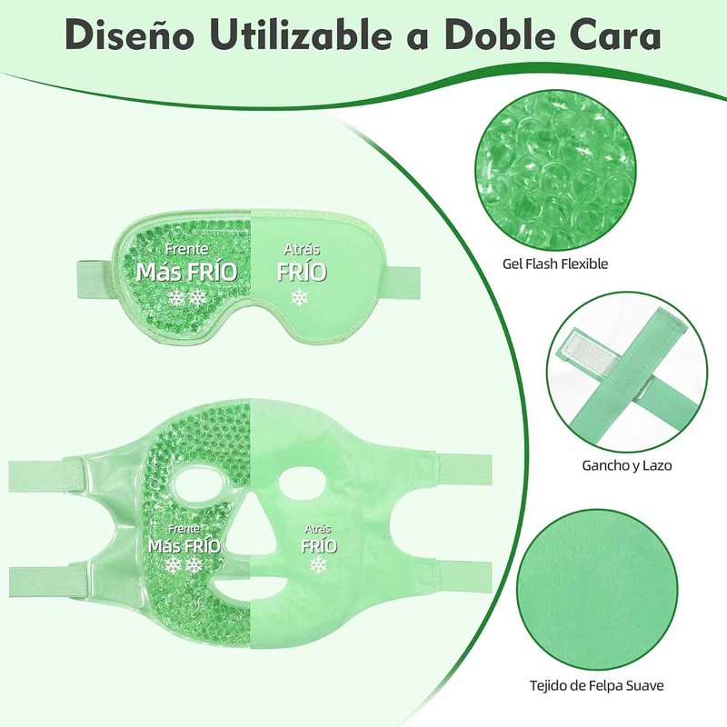 2PCS Máscaras de Hielo para Ojos y Cara, Mascarilla de