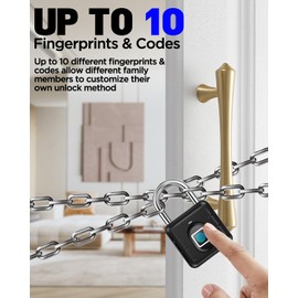 AICase Fingerprint Padlock Waterproof, Lock Smart Padlock, Keyless Biometric Lock IP67 Outdoor/Indoor Lock Suitable for Luggage, Suitcase, Backpack, Bike, School Locker, Gym Locker Lock