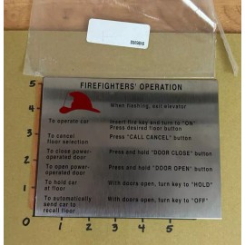 Not Specified Elevator FIREFIGHTERS' OPERATION Sign 5.25" x 7" NEW NEW NEW