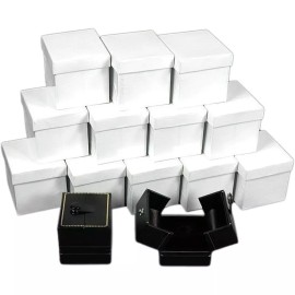 FindingKing 12 Large Black Ring Gift Boxes with Snap Lids