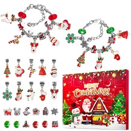 24PCS Christmas Advent Calendar-2024 Girls Bracelet Christmas Blind Box Countdown Calendar, DIY Bracelets Ornament Christmas Vacation Advent Calendar, Christmas Gift Set for Girls Boys Kids Women