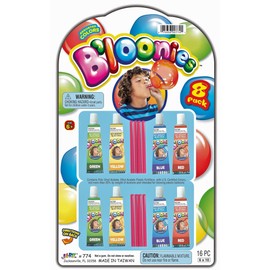 JA-RU Bloonies Magic Plastic Bubbles Balloons Variety Pack (8 Tubes per Pack)| Kids Super Elastic | Blow Up Balloons with Straw | Party Favors and Gifts Fidget Toy. 774-1A