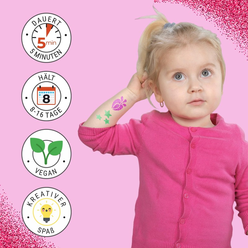 Little Princess - Girls Temporary Glitter Tattoo Set for Kids