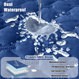 Smiry Waterproof Dog Blanket, Reversible Sofa Couch Cover for Dogs, Soft Pet Bed Cover, Washable Furniture Protector for Puppy and Cat (40"x50", Navy/Blue)