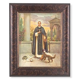 St. Martin DePorres Picture, 11-1/4"x13-1/4, Antique Gold & Espresso Frame, Italian Print Under Glass