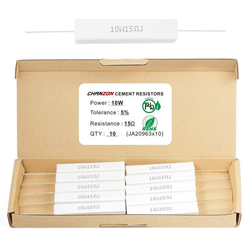 Chanzon 10pcs 10W Ceramic Cement Resistor 15 Ω ohm ±5%
