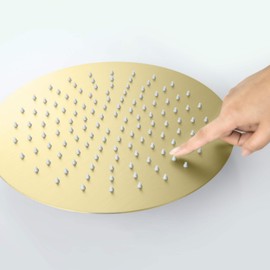 KIBI Circular 12 Inch Ultra Thin Metal Rainfall Shower Head | Universal Wall and Ceiling Mount Overhead Rain Showerhead with 1.75 GPM (Brushed Gold) (SH1201)