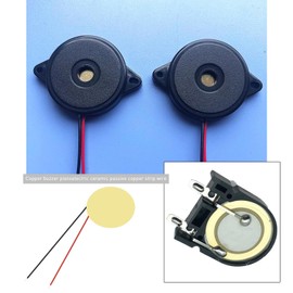 VGOL 10pcs 20mm Copper Disc Piezo Buzzer 2 Poles Buzzer Acoustic Pickup Transducer Elements for Touch Sensors Electronic Drum Triggers Buzzers