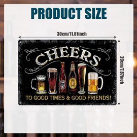 Metal Signs Vintage Bar Sign, Cheers To Good Times and Good Friends, Home Bar Accessories for Home Pub, Outdoor Bar, Man Cave, Pub Wall Decoration, 8x12inch