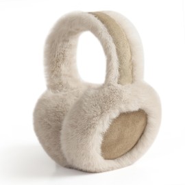 FSMILING Ear Muffs Women Earmuffs For Women Fluffy Ladies Ear Muffs Warm Winter Adult Womens Earmuffs Foldable Khaki Color