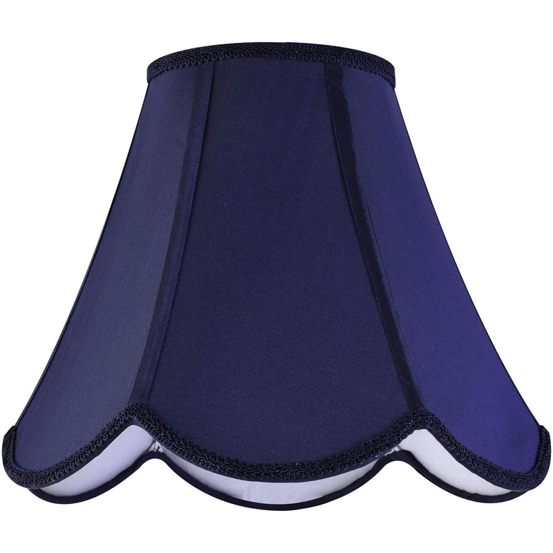 GO&SO Navy Blue Lamp Shade Scalloped Lampshade,Petal Edge Braid Bell