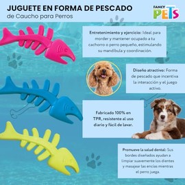 Fancy Pets Juguete para Perros Pequeos, Pescado de Caucho, 12.5 cm, Mordedera con Bordes de Limpieza, Material Lavable, Colores Surtidos              