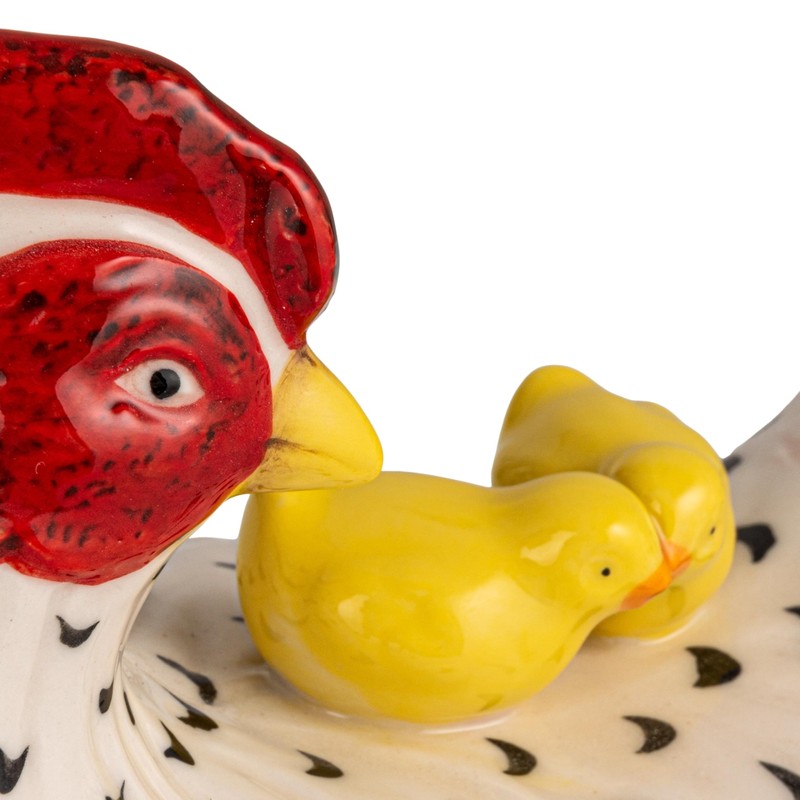 Creative Co-Op Stoneware Vintage Reproduction Hen Shaped Butter Dish, Multicolor