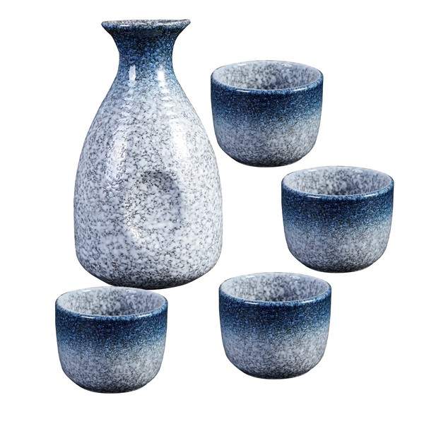 tangger 5 Pezzi Set e Bicchieri da Sakè Set Tradizionale Giapponese con Bicchierini da Sakè in Porcellana Ceramica Artigianale Set Set da Sake Giapponese per Uso Domestico e Aziendale