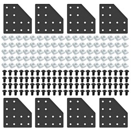 IMETRX 8pcs 2040 L Corner Bracket Joining Plate T Slotted Accessories 12-Hole 2040 Hardware Connector 2040 with T Nuts and Screws Black