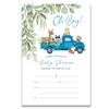 YIDOU Woodland Blue Truck Boy Baby Shower Party Invitations Greenery