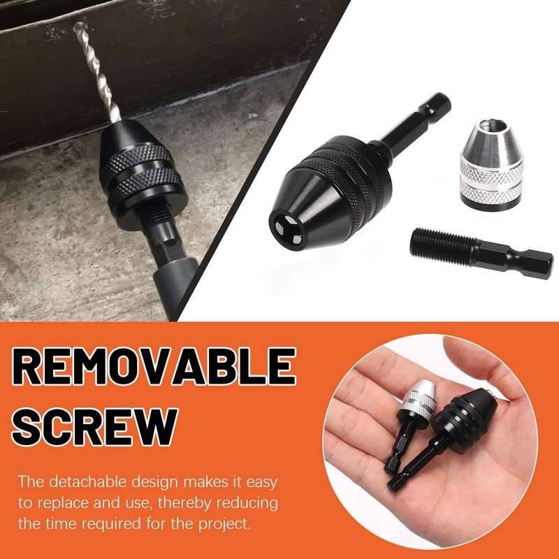 Tanstic 2Pcs Drill Chuck Adapter, 1/4 Inch Hex Shank Keyless