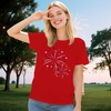 IFQ Womens American Flag Shirt USA Firework Patriotic Print T-Shirt