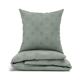 LARAWELL Bed Linen 135 x 200 cm Cotton All-Year Bedding Sets Green Ornament Pastel Premium