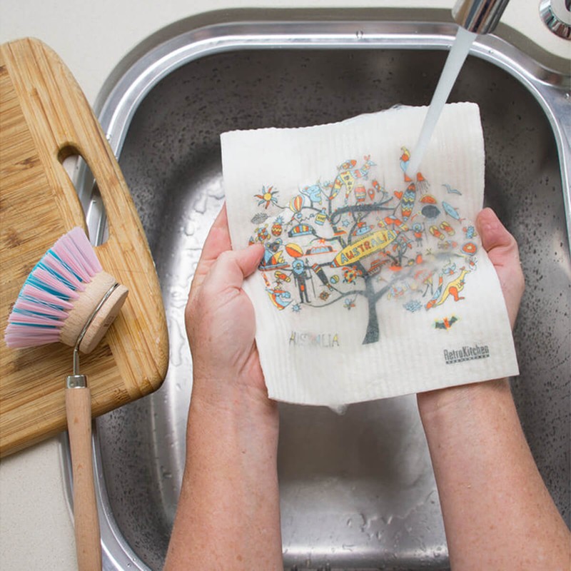 Retro Kitchen Compostable Sponge Cloth - Australia, 1 Cloth