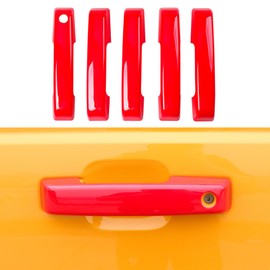 RERPRO Door Handle Scratch Protector Rear Tailgate Door Handle Cover Trim Compatible with 2021 2022 2023 2024 Ford Bronco Exterior Accessories Protection Decoration Decal 5P Red Without Smart Hole