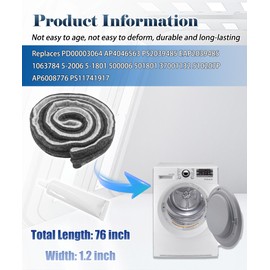 WP37001132 Dryer Drum Felt Seal Replacement Kit Fits For Some Admiral, Amana, Crosley, Kenmore, Magic Chef, Maytag and Speed Queen Dryers,Replaces PD00003064 AP4046563 PS2039485 EAP2039485
