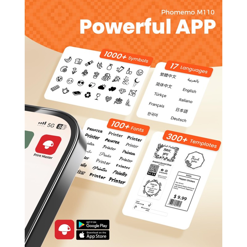 Phomemo M110 Label Maker Machine - Portable Bluetooth Thermal Label