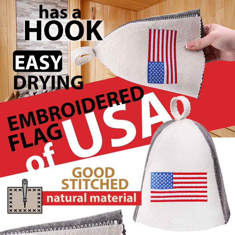 PetriStor Sauna Hat Flag USA - Sauna Hat for Men