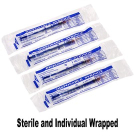 100Pack 1ml Syringes 26 G Disposable Lab Supplies Individually Wrapped