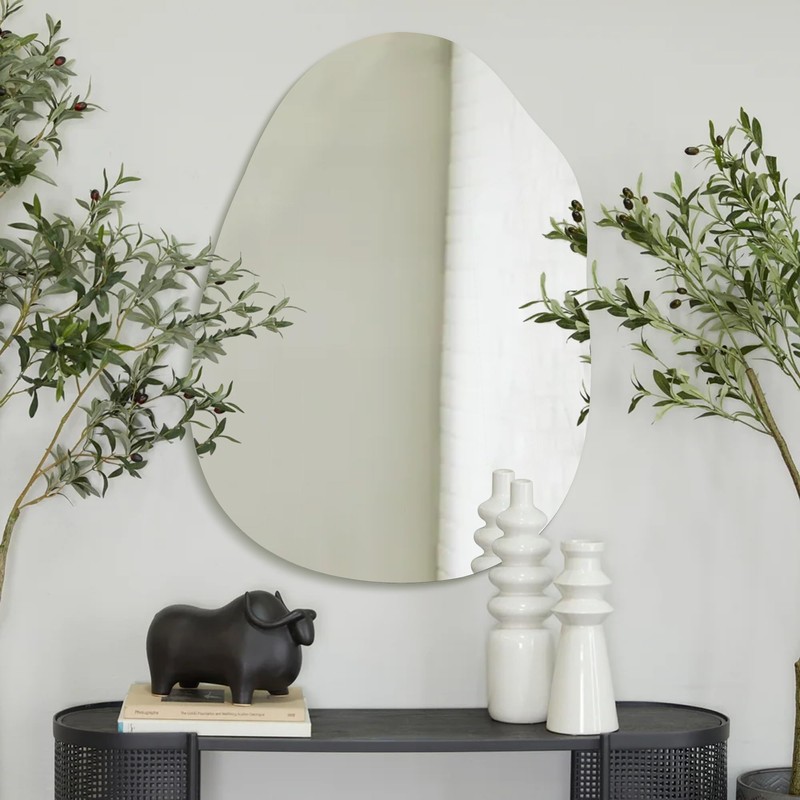 Irregular Frameless Bathroom Mirror,24 x 36 Inch Asymmetrical Wall Mirror