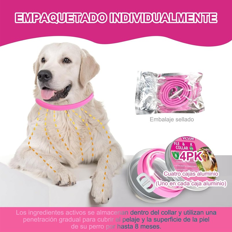 RYEWGRV 4 Pieza Collar con Hebilla, 65CM/26.6in (Rosa)