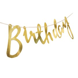 Gold Happy Birthday Banner - Birthday Party Decorations - Party Supplies for Girls, Boys, Kids and Adults