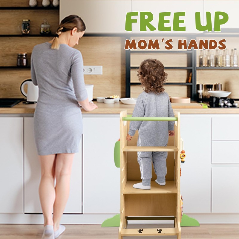 aiwo Toddler Tower Kitchen Step Stool, 3 Adjustable Height Standing